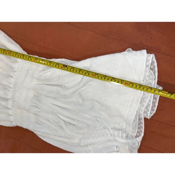 RAMY BROOK Simona White Clip Dot Mini Dress Smocked Bridal Bride Medium ($450) - Picture 8 of 9